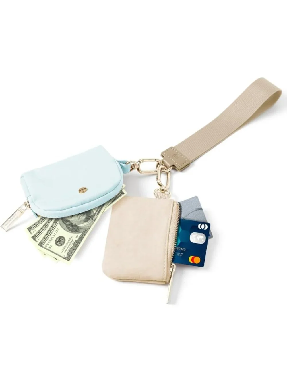 Mini Zip Around Keychain Wallet for Women - Detachable Wristlet & Coin Purse